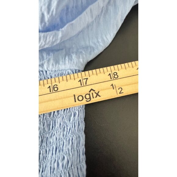 🟣 Forever 21 Womens Blue Puffy Blouse Long Sleeve Size 1X - Picture 6 of 6